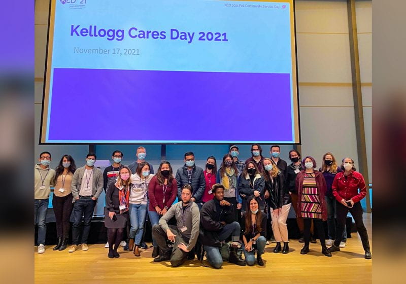 Students gathered at Kellogg Cares Day, an annual volunteer event